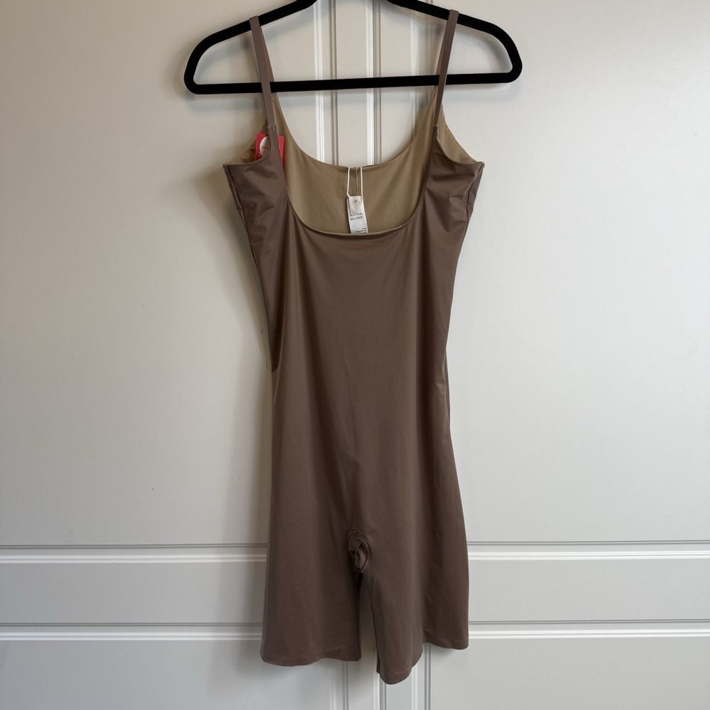 Spanx Open-Bust Mid-Thigh Bodysuit sz 1X Reversible Taupe / Naked 10048P